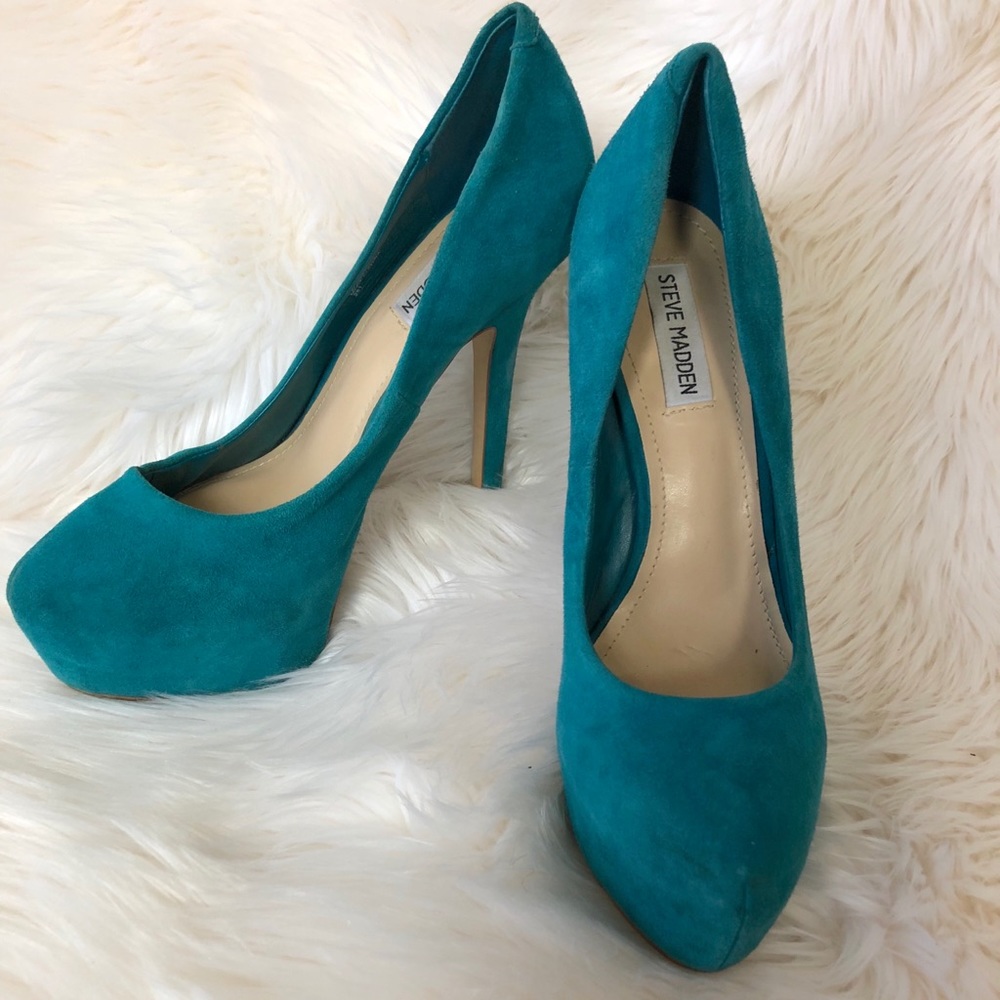 Steve Madden Green and Blue Platform Heels